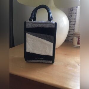 Calvin Kline Moon cross body purse black, white and gray shearing fabric NWT